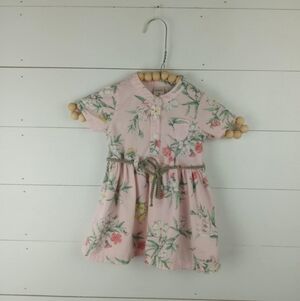Carter’s girls size 9 mos light pink floral shirt dress with rope tie